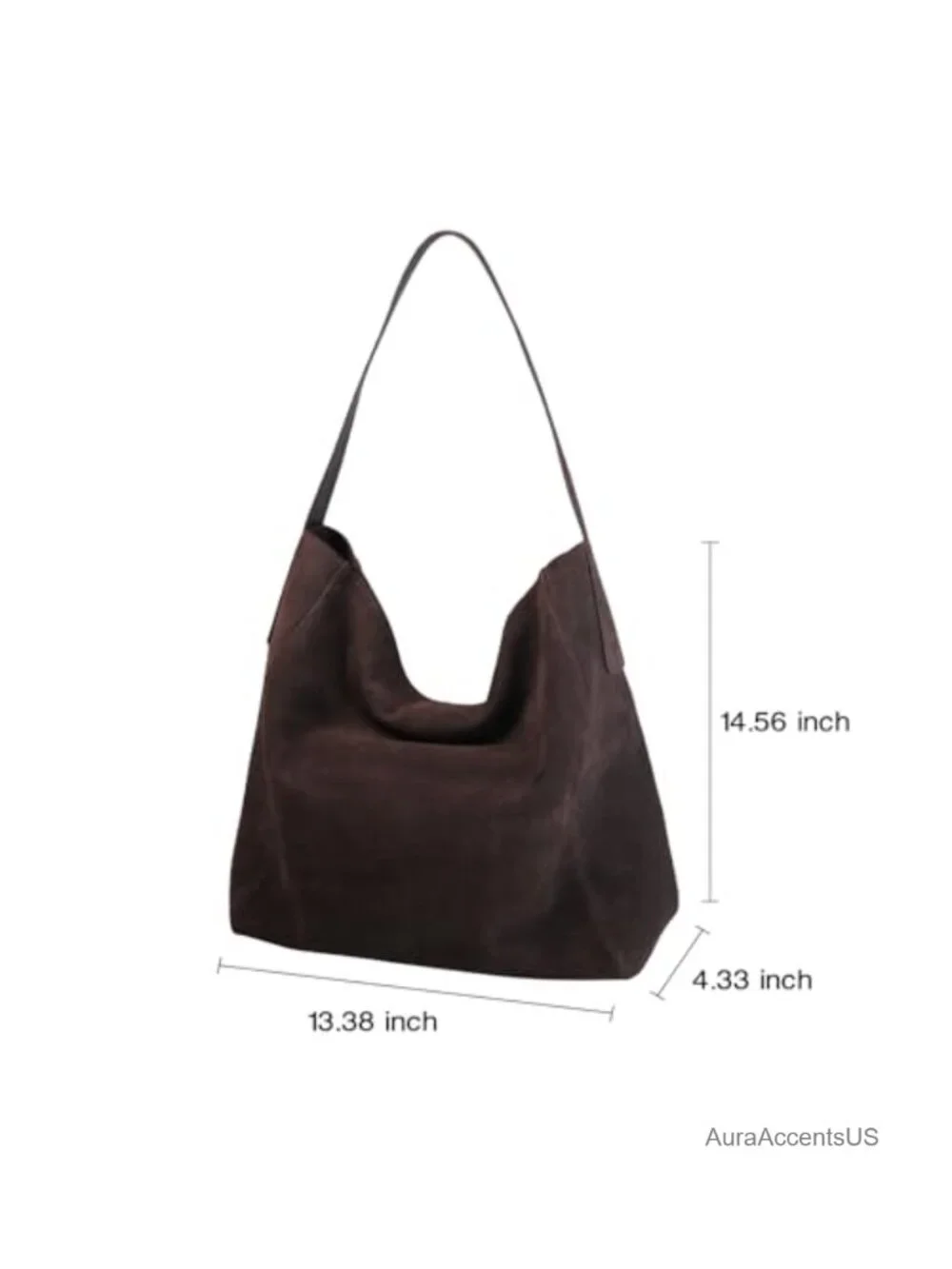 Genuine Suede Hobo Bag with Shoulder Strap, Large Capacity Handbag for Work